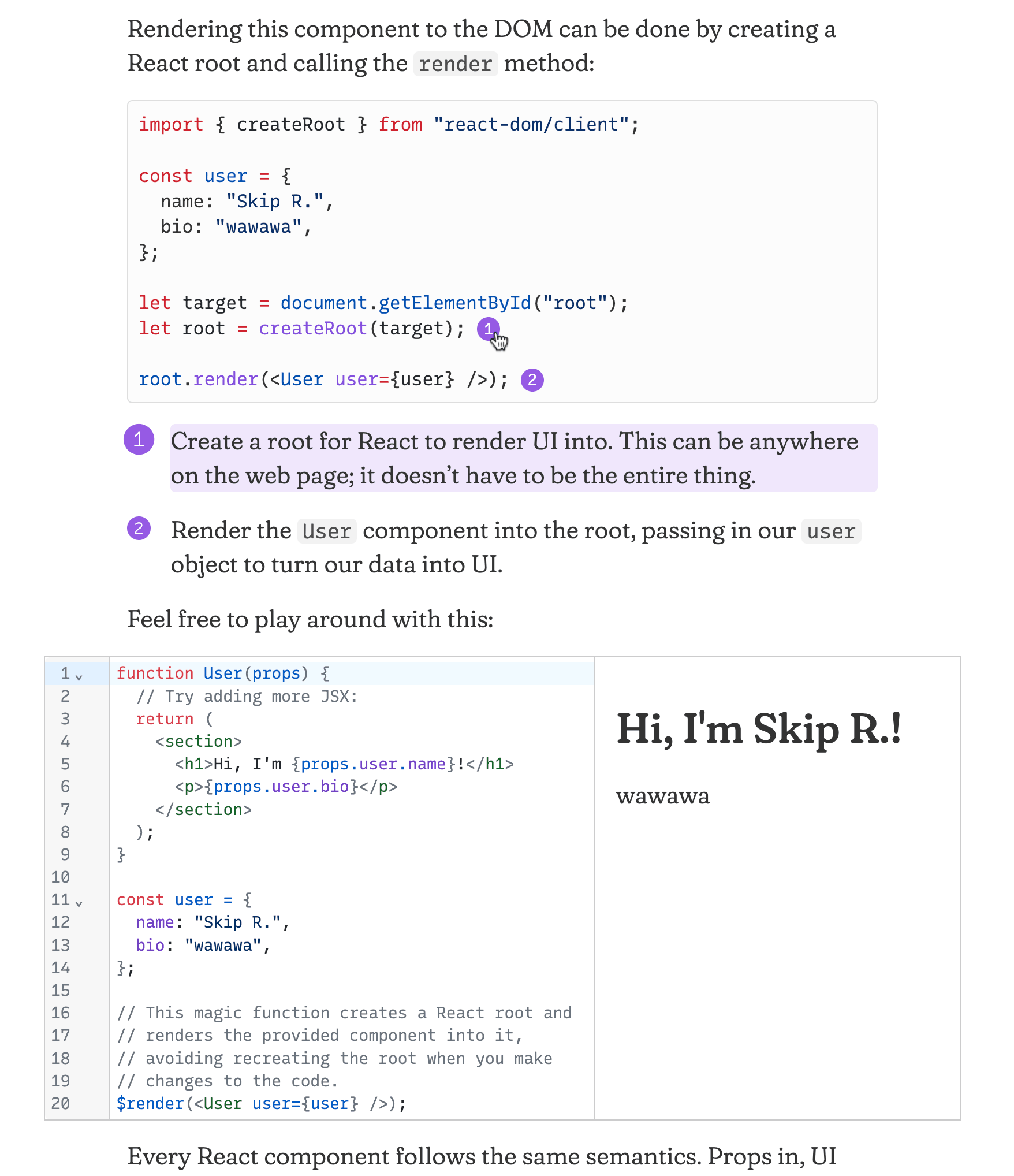 Yeah, this is probably never being finished… A screenshot of the eternally work-in-progress React blog post.